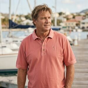 Vintage Pusser’s West Indies Men’s Polo Shirt - Salmon / Coral Pink - Size Large